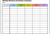 New Blank Workout Schedule Template