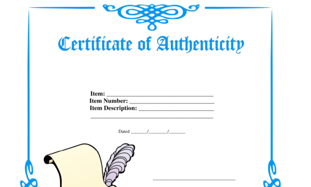 New Certificate Of Authenticity Template