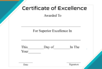 New Certificate Of Excellence Template Free Download