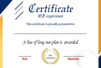 New Certificate Of Experience Template