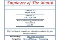 New Employee Of The Month Certificate Templates