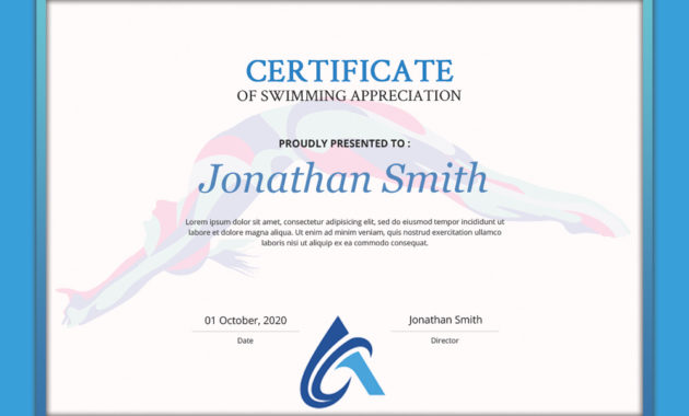 New Free Swimming Certificate Templates