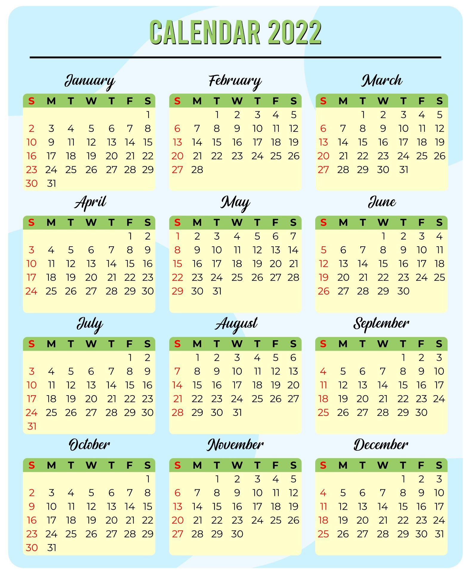 New Full Page Blank Calendar Template