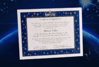 New Star Naming Certificate Template
