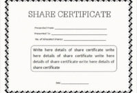 New Stock Certificate Template Word