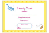 New Swimming Award Certificate Template