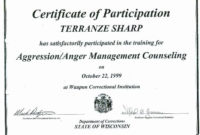 Professional Anger Management Certificate Template