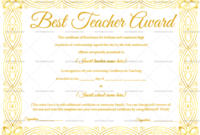 Professional Best Teacher Certificate Templates Free