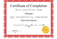 Professional Certificate Of Completion Templates Editable