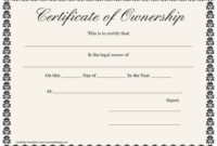 Professional Certificate Of Ownership Template