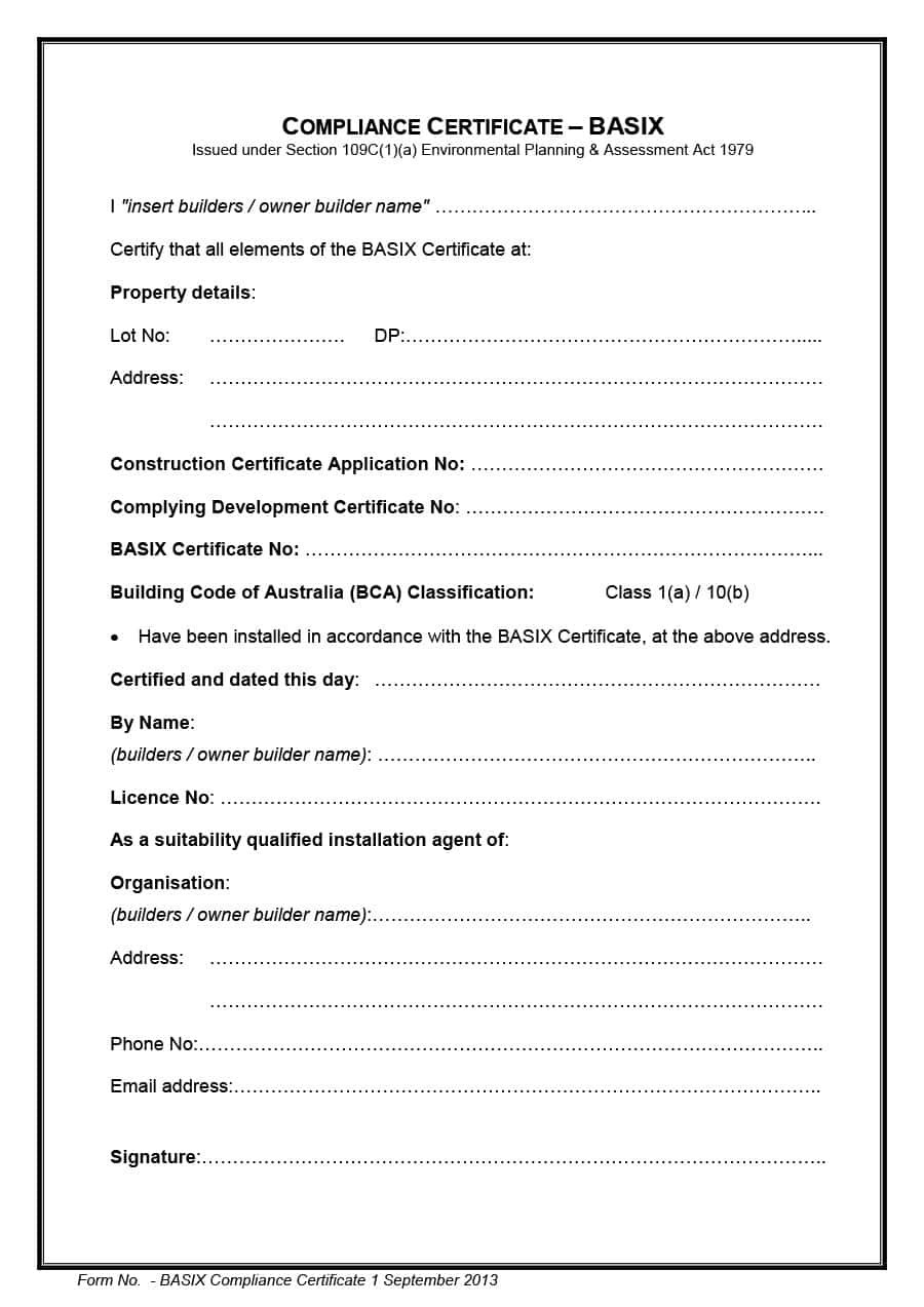 Professional Conformity Certificate Template
