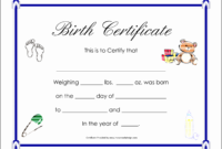 Professional Cute Birth Certificate Template