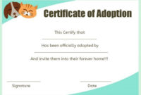 Professional Dog Adoption Certificate Template