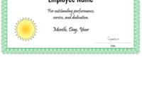 Professional Employee Of The Month Certificate Template Word