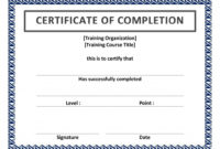 Professional Free Certificate Of Completion Template Word
