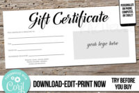 Professional Free Editable Wedding Gift Certificate Template