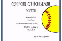 Professional Free Softball Certificate Templates