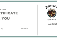 Professional Golf Gift Certificate Template