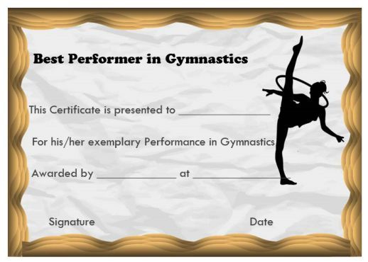 Professional Gymnastics Certificate Template