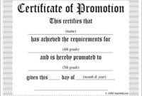 Professional Job Promotion Certificate Template Free