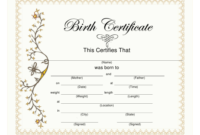 Professional Pet Birth Certificate Templates Fillable