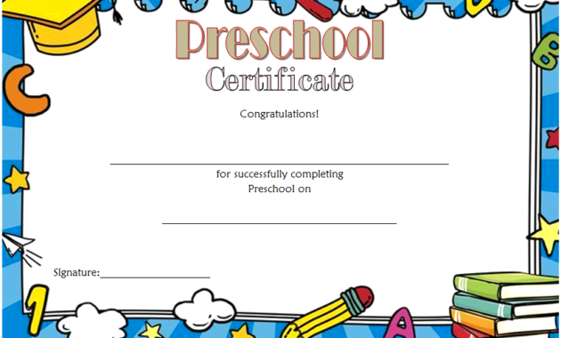 Professional Preschool Graduation Certificate Template Free