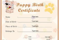 Professional Puppy Birth Certificate Template