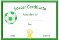 Professional Soccer Certificate Templates For Word