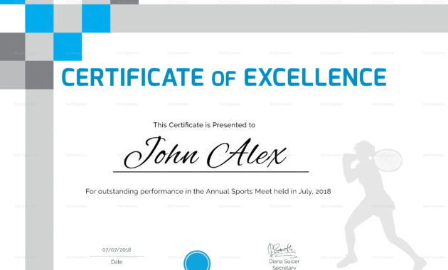 Simple Athletic Certificate Template