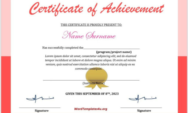 Simple Badminton Achievement Certificate Templates