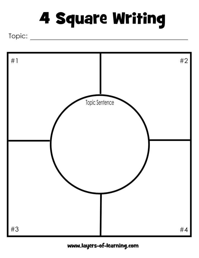 Simple Blank Four Square Writing Template