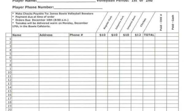 Simple Blank Fundraiser Order Form Template