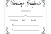 Simple Blank Marriage Certificate Template