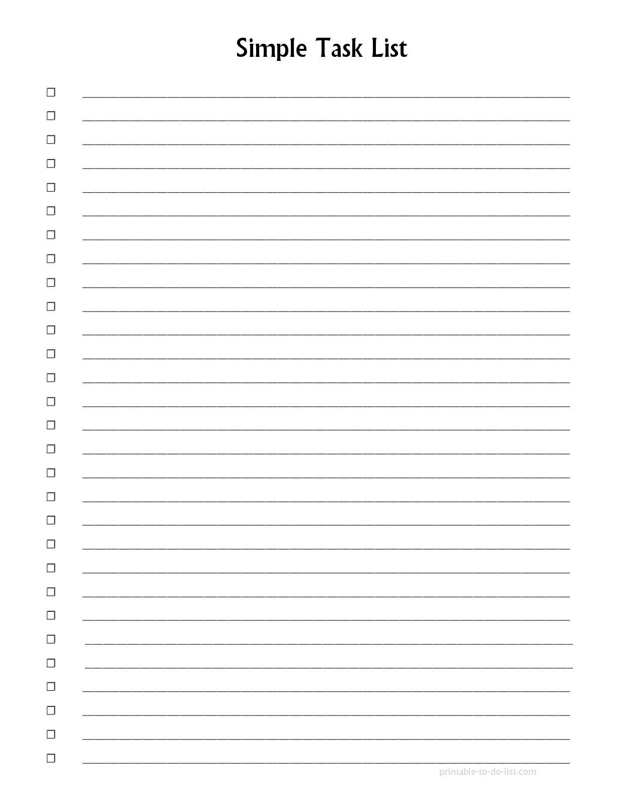 Simple Blank To Do List Template