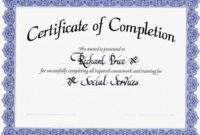 Simple Certificate Of Completion Template Word