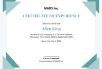 Simple Certificate Of Experience Template