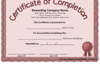 Simple Certification Of Completion Template