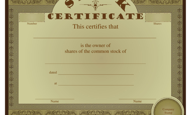 Simple Download Ownership Certificate Templates Editable