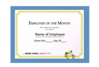 Simple Employee Of The Month Certificate Template With Picture