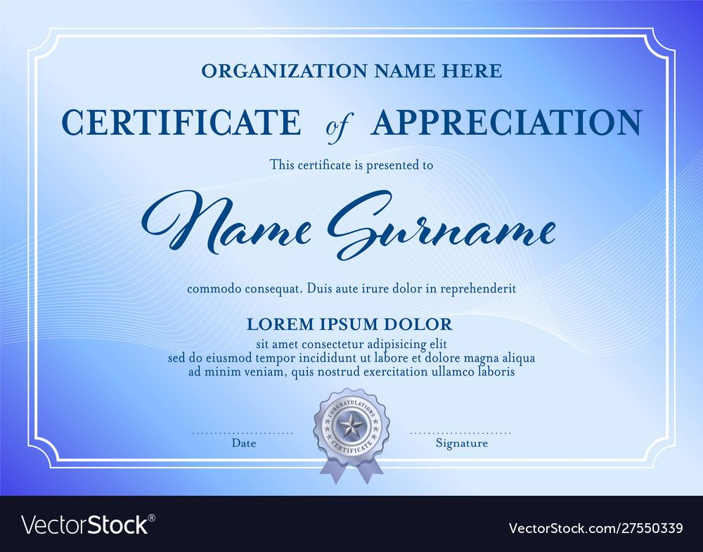 Simple Formal Certificate Of Appreciation Template