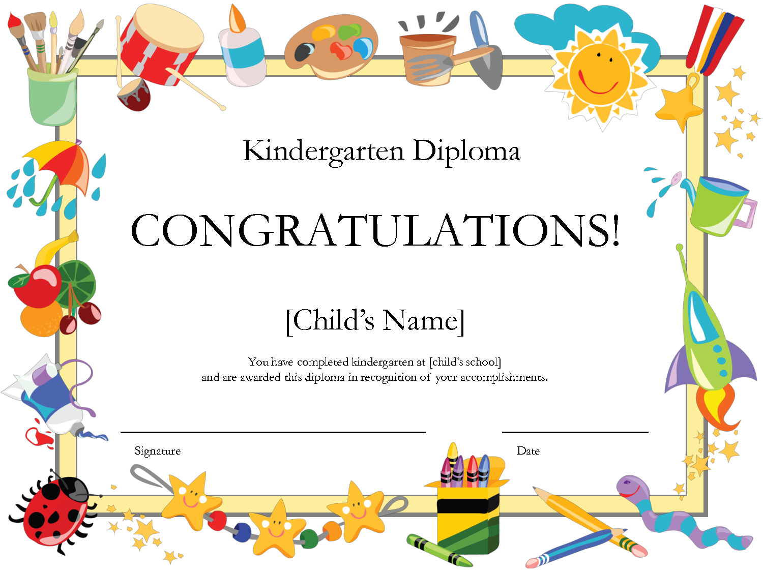 Simple Kindergarten Graduation Certificates To Print Free