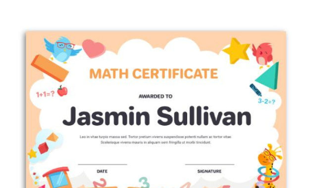 Simple Math Award Certificate Templates