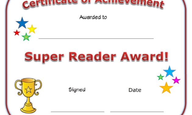 Simple Reading Achievement Certificate Templates