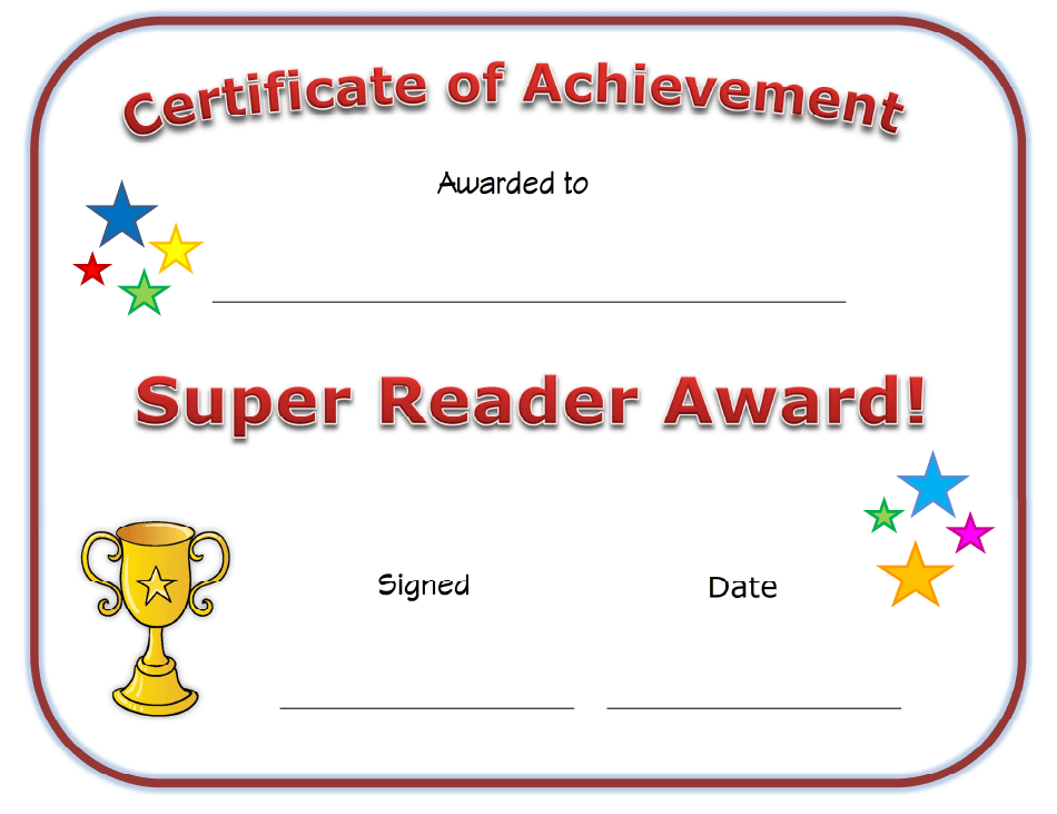Simple Reading Achievement Certificate Templates