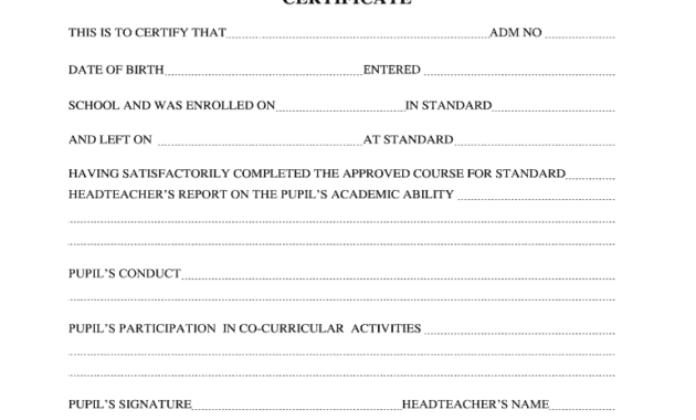 Simple School Leaving Certificate Template