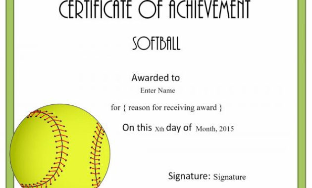 Simple Softball Award Certificate Template