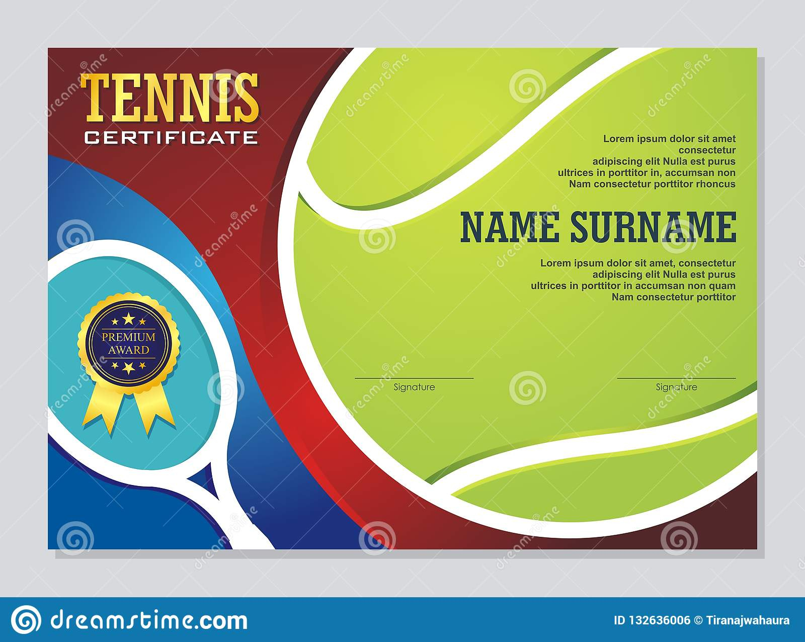 Simple Tennis Achievement Certificate Templates