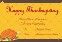 Simple Thanksgiving Gift Certificate Template Free