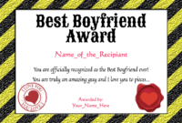 Stunning Best Boyfriend Certificate Template