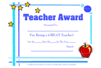 Stunning Best Teacher Certificate